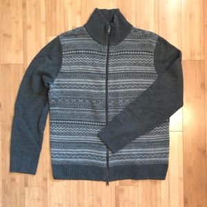 Wool, full-zip sweater.